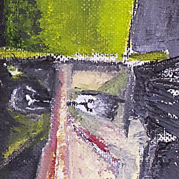 Green velvet hats. Oil on canvas. Detail. Artist J Walker. Copyright 2022