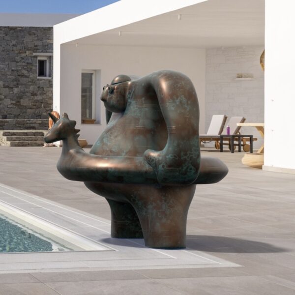 Anchor man piscina detail bronze sculpture by J Walker