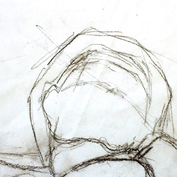 Female nude in repose II. Charcoal on paper. detail. J Walker copyright 2022