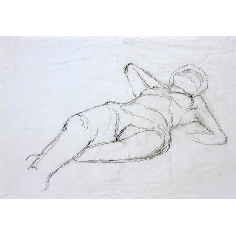 Female nude in repose II. Charcoal on paper. J Walker copyright 2022