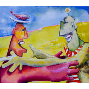 Fishmonger and florist. Oil on canvas. J Walker copyright 2022.