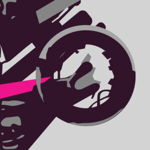 Lost robot pink digital drawing. detail. J Walker copyright 2018
