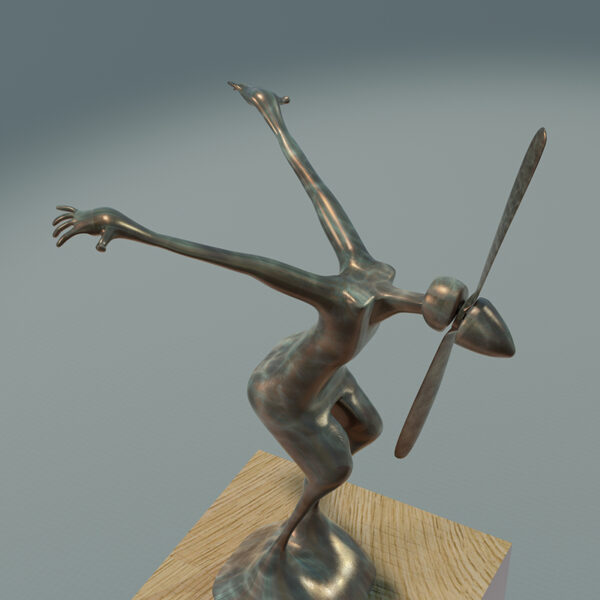 Propeller head bronze sculpture by J Walker copyright 2022