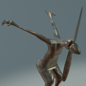 Propeller head bronze sculpture by J Walker copyright 2022
