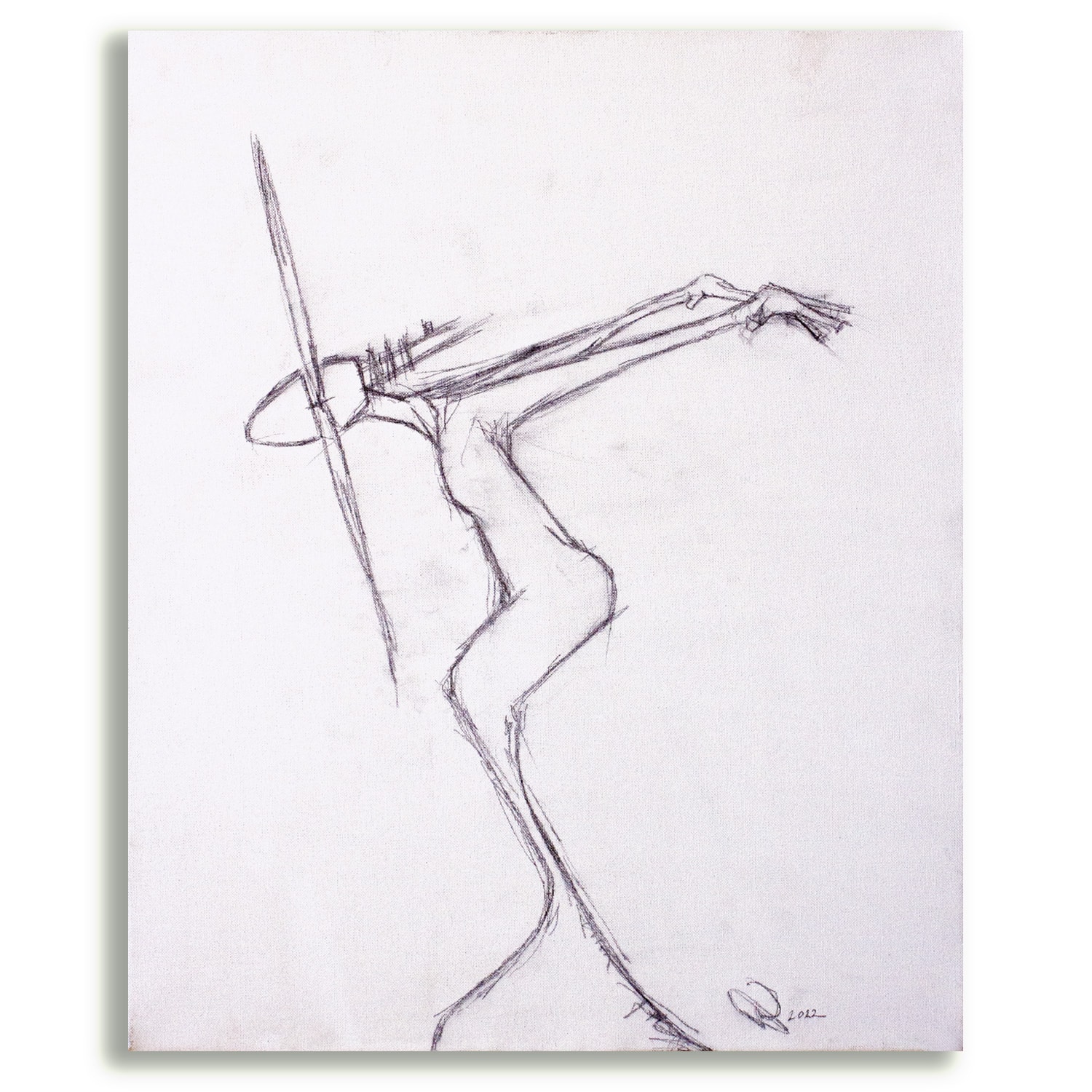 Propeller head pencil on canvas copyright J Walker 2022