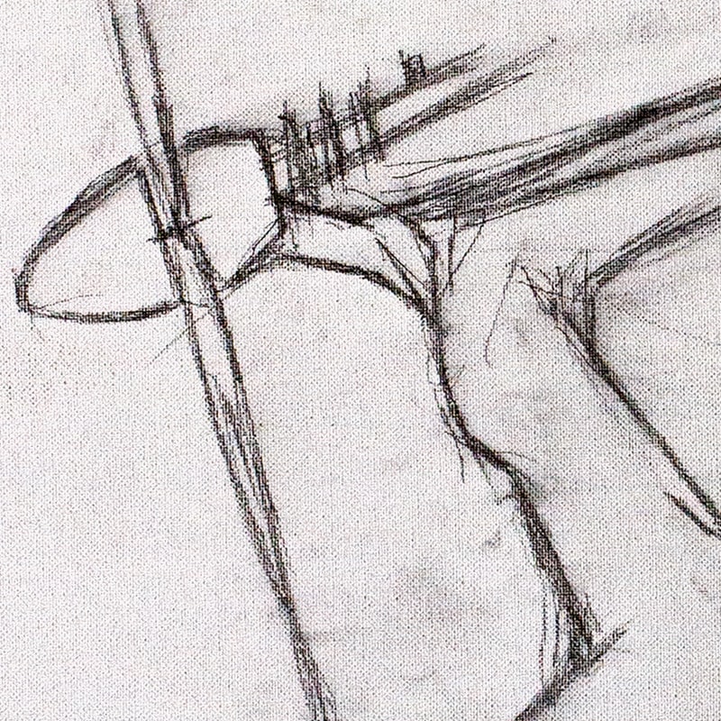 Propeller head pencil on canvas detail copyright J Walker 2022