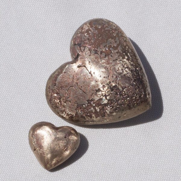 Hand cast hearts in bronze by JJ Walker