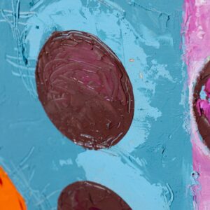 Oil on wood panel copyright JJ Walker 2023. Title Love cam and the heart made the head its fool