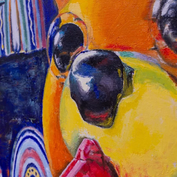 Teddy bear suicide oil on canvas detail