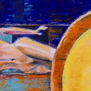 Teddy bear suicide oil on canvas detail