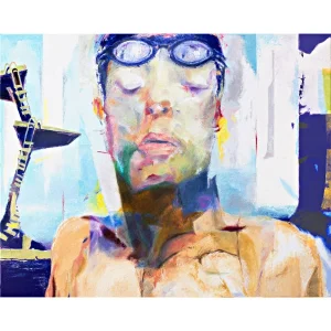 DIVER PAINTING OIL ON CANVAS
